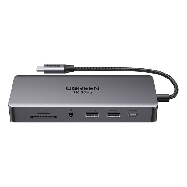 HUB Ugreen CM681 15978 13in1 USB-C - 2x USB-A 3.2 / 2x USB-A 3.0 / USB-C 3.2 / 2x HDMI / DisplayPort / RJ45 / SD and TF / AUX / USB-C PD 6941876219780