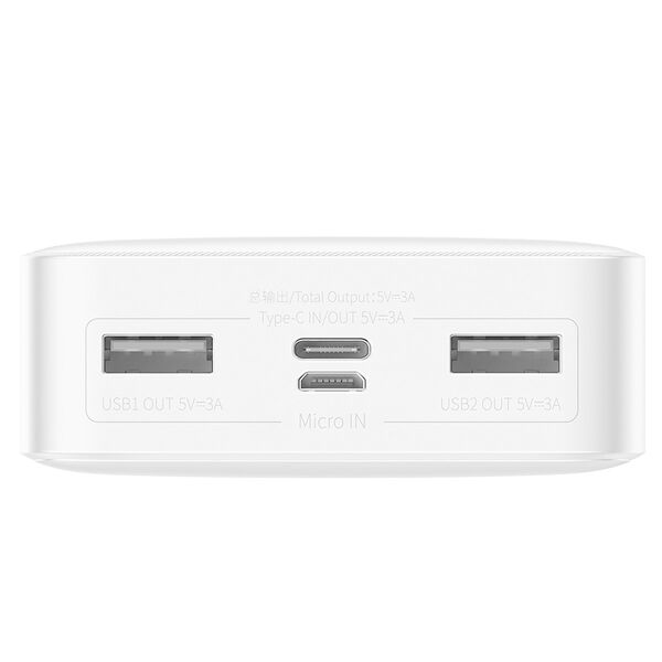 Baseus Baseus - Power Bank Bipow (PPBD050102) - Digital Display 2xUSB QC3.0, USB-C 20000mAh 15W + Cable Micro-USB 0.25m - White 6932172618223 έως 12 άτοκες Δόσεις