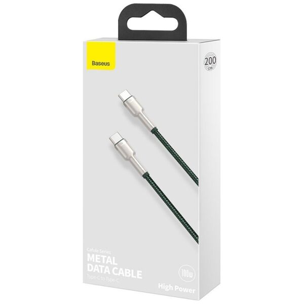 Baseus Type-C Cable, 100W, 2m - Baseus Cafule Series Metal (CATJK-D06) - Green 6953156202399 έως 12 άτοκες Δόσεις