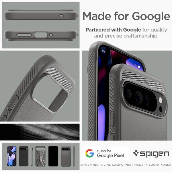 Case for GOOGLE PIXEL 9 PRO XL Spigen Rugged Armor Marble gray 8809971227193