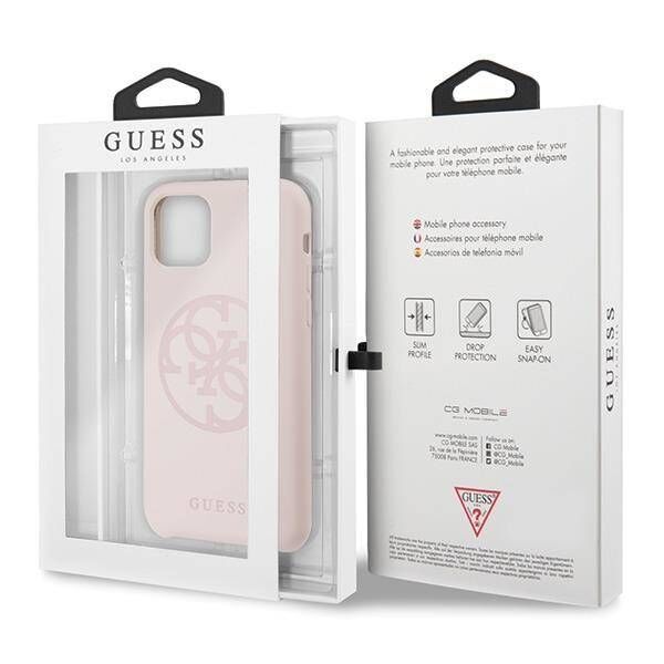 Original Case IPHONE 11 PRO Guess Hard Case Silicone 4G Tone On Tone (GUHCN58LS4GLP) light pink 3700740463642