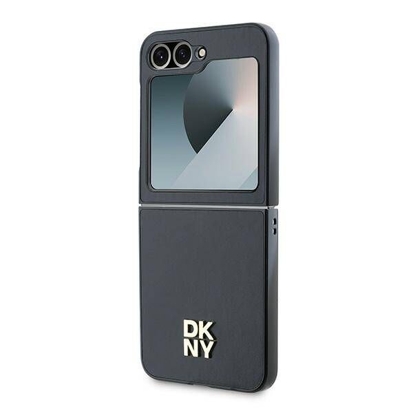 Original Case SAMSUNG GALAXY Z FLIP 6 DKNY Leather Metal Stack Logo (DKHCZF6PSMCSLK) black 3666339322960