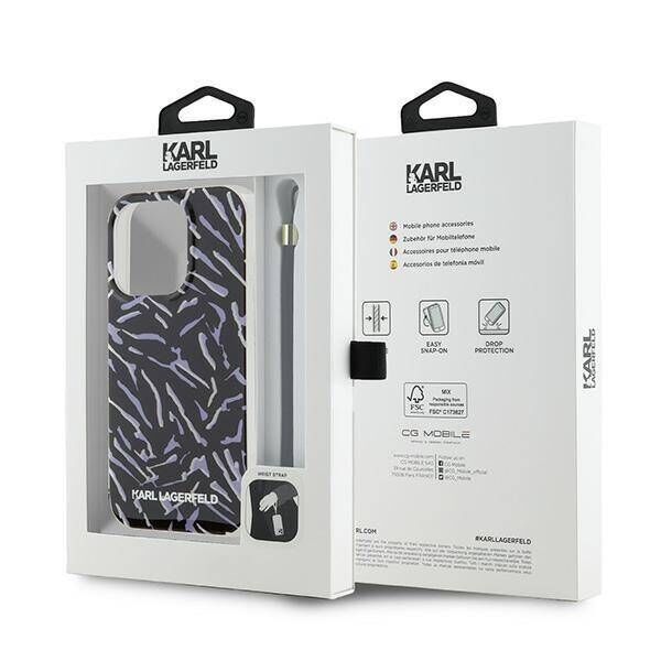 Original Case IPHONE 15 PRO MAX Karl Lagerfeld Hardcase IML Zebra Pattern & Cord (KLHCP15XHZBPKCCU) purple 3666339287436