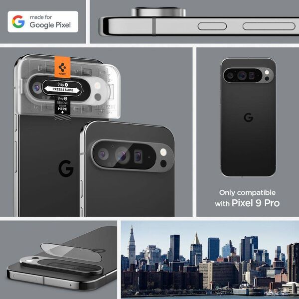 Camera Cover GOOGLE PIXEL 9 PRO Spigen Optik. TR ”EZ FIT” Camera Protector 2-pack Crystal Clear 8809971233125