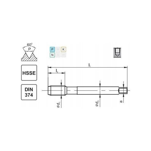 Fanar GWINTOWNIK M16x1 DIN-374C R40 (6H) HSSE 800