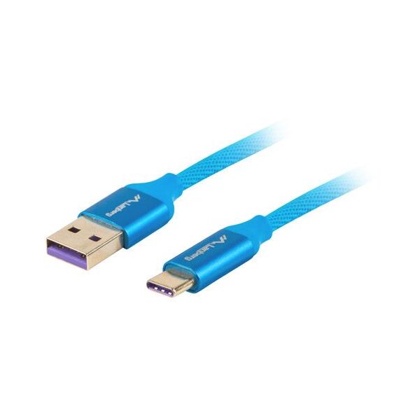 Kabel USB Lanberg USB-A - USB-C 0.5 m Niebieski (CA-USBO-21CU-0005-BL)