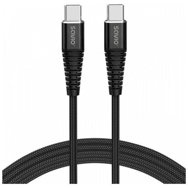 Kabel USB Savio USB-C - USB-C 2 m Czarny (1_811565)