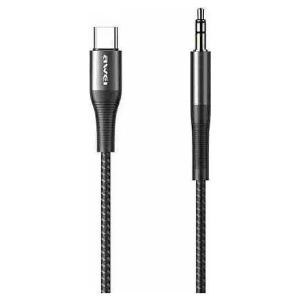 Kabel USB Awei USB-C - mini Jack 3.5 mm Czarny (6954284001045)