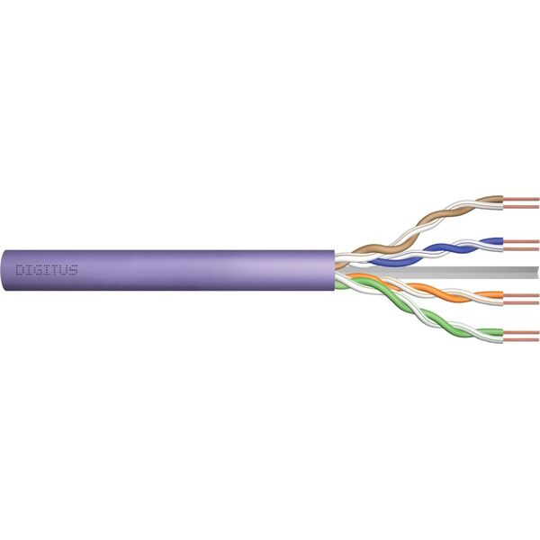 Digitus Kabel teleinformatyczny instalacyjny DIGITUS kat.6, U/UTP, Dca, drut, AWG 23/1, LSOH, 100m, fioletowy, ofoliowany