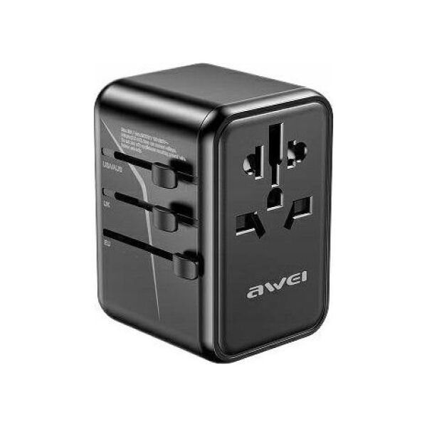 Ładowarka Awei Ładowarka sieciowa podróżna AWEI C-40 2xUSB-A, 3xUSB-C 65W US/AU/EU/UK czarny/black