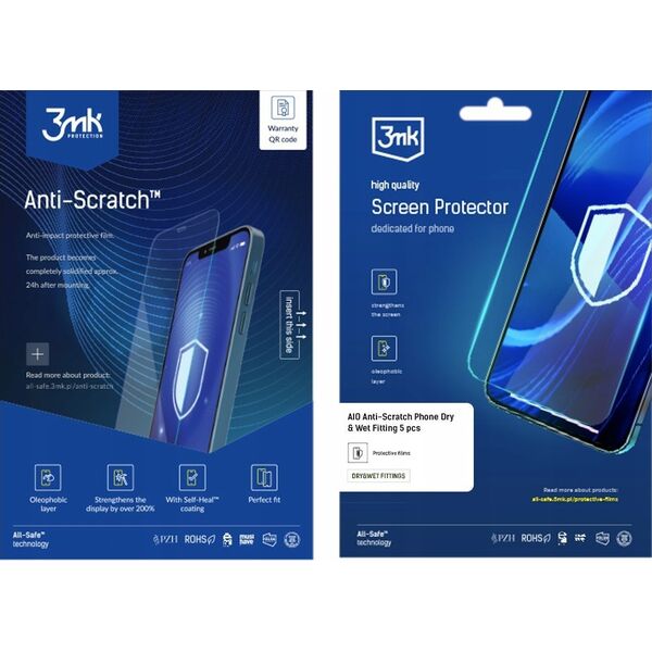 3MK 3mk All-Safe - AIO fólie Anti-Scratch Dry & Wet Fitting Phone, 5 ks