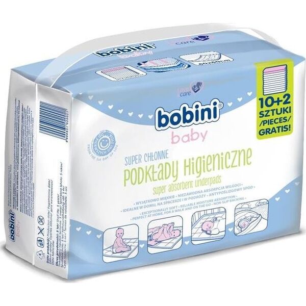 Bobini BOBINI BABY-PODKŁADY DO PRZEWIJANIA HIG. JEDNORAZOWE 10+2 - BO-000001