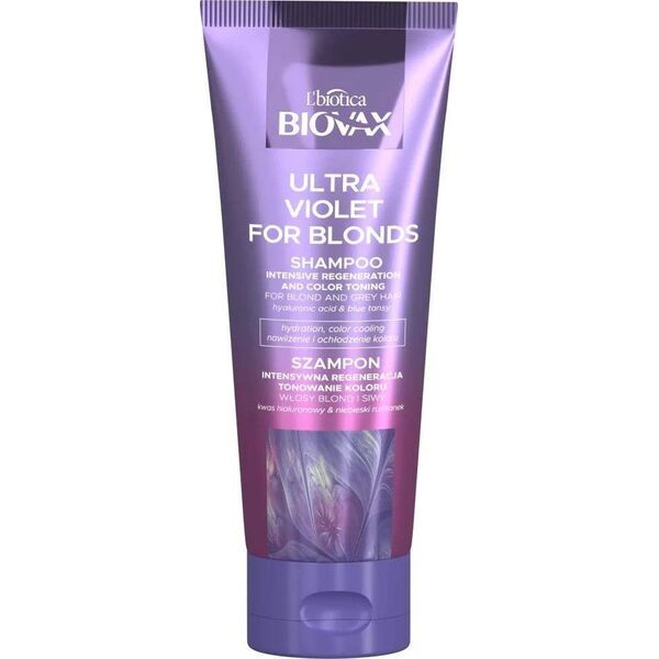 L'BIOTICA_Biovax Ultra Violet For Blonds Shampoo intensywnie regenerujący szampon tonujący do włosów blond i siwych 200ml