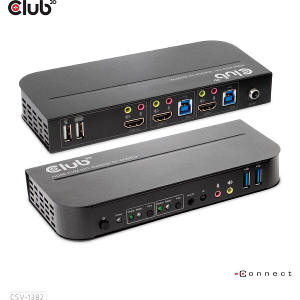 Club 3D Club3D síťový přepínač - Switch, HDMI KVM Switch - Dual HDMI 4K 60Hz