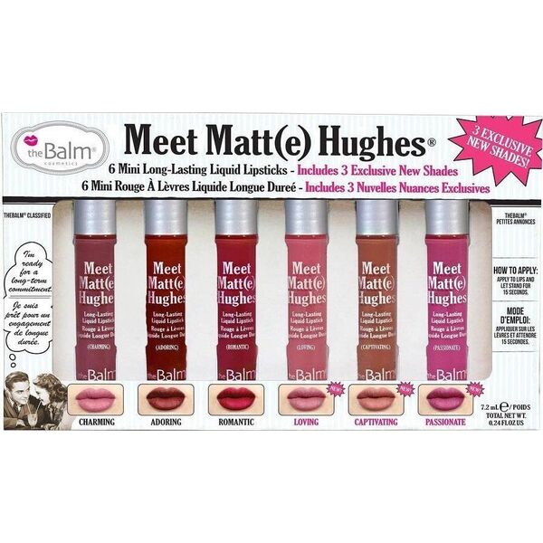 THE BALM_SET Meet Matte Hughes Long Lasting Liquid Lipstick pomadka do ust Charming, Adoring, Romantic, Loving, Captivating, Passionate 6x1,2ml