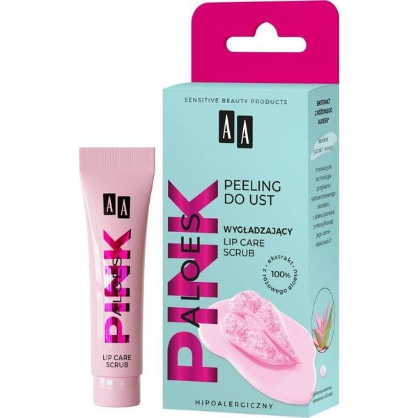 AA Aloes Pink wygładzający peeling do ust lip care scrub 10g