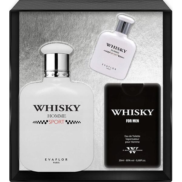 SET EVAFLOR Whisky Homme Sport EDT spray 100ml + EDT spray 10ml + EDT spray 20ml