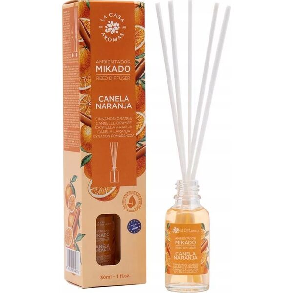 Dyfuzor zapachowy LA CASA DE LOS AROMAS_Mikado Intense patyczki zapachowe Cynamon &amp| Pomarańcza 30ml