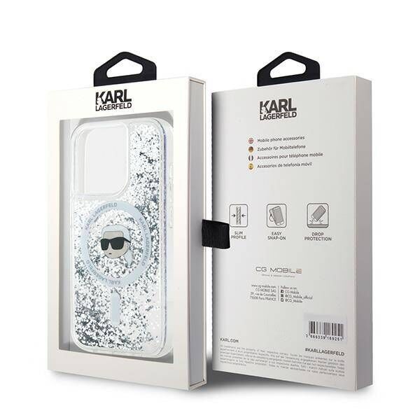 Original Case IPHONE 15 PRO Karl Lagerfeld Hardcase Liquid Glitter Choupette Head MagSafe (KLHMP15LLGKISGH) transparent 3666339285609