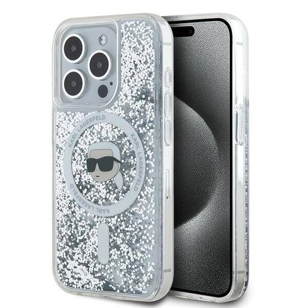 Original Case IPHONE 15 PRO MAX Karl Lagerfeld Hardcase Liquid Glitter Head MagSafe (KLHMP15XLGKISGH) transparent 3666339285616