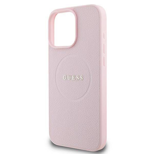 Original Case IPHONE 15 PRO MAX Guess PU Grained Gold Ring MagSafe (GUHMP15XPGHSMMP) pink 3666339303945