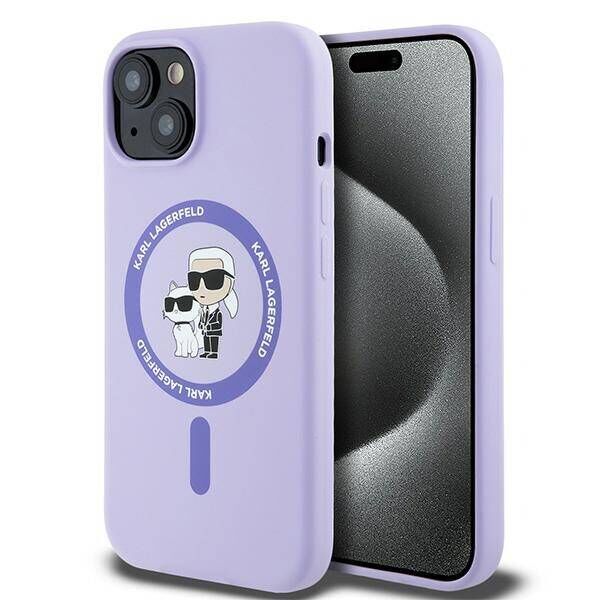 Original Case IPHONE 15 Karl Lagerfeld Hardcase Silicone KC Heads Ring MagSafe (KLHMP15SSCMKCRHU) purple 3666339254322