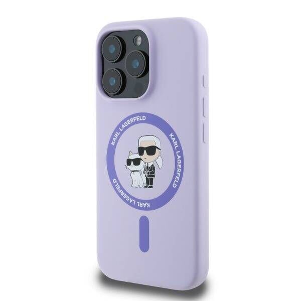 Original Case IPHONE 16 PRO Karl Lagerfeld Hardcase Silicone KC Heads Ring MagSafe (KLHMP16LSCMKCRHU) purple 3666339318741