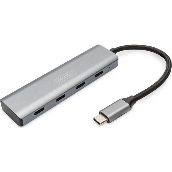 HUB USB Digitus DIGITUS USB-C-Hub  4-Port 3.1->4xC3.1 integr. Kabel   silber