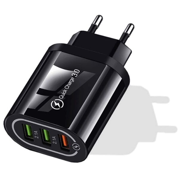 Wall Charger 3xUSB QC 3.0 (BK373) black 5902429900136