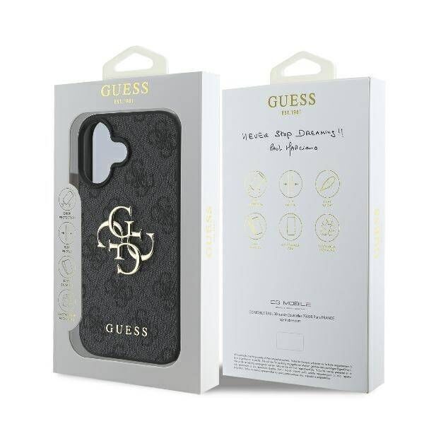 Original Case IPHONE 16 Guess Hardcase 4G Big Logo (GUHCP16S4GMGGR) black 3666339327521