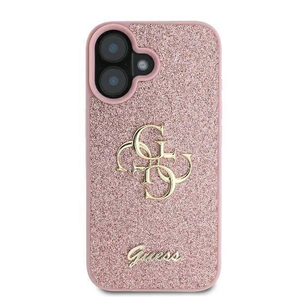 Original Case IPHONE 16 Guess Hardcase Fixed Glitter Big 4G (GUHCP16SHG4SGP) pink 3666339328528