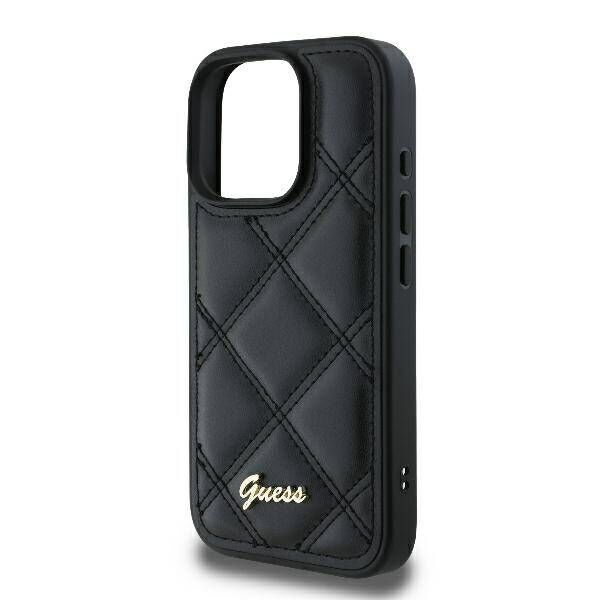 Original Case IPHONE 16 PRO MAX Guess Hardcase Quilted Metal Logo (GUHCP16XPSQSQSK) black 3666339345075