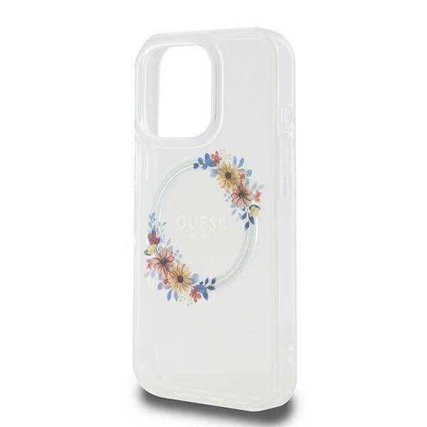 Original Case IPHONE 16 PRO Guess Hardcase IML Flowers Wreath MagSafe (GUHMP16LHFWFCT) transparent 3666339311445