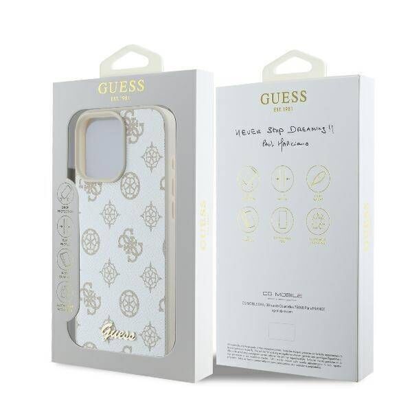 Original Case IPHONE 16 PRO MAX Guess Hardcase Peony Script Logo MagSafe (GUHMP16XPGPYSH) white 3666339345594