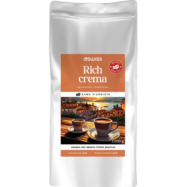 Kawa ziarnista 4Swiss Rich Crema świeżo palona 1 kg