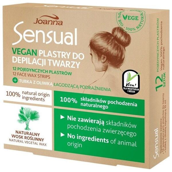 Joanna Sensual plastry do depilacji twarzy vegan naturalny wosk roślinny 12szt