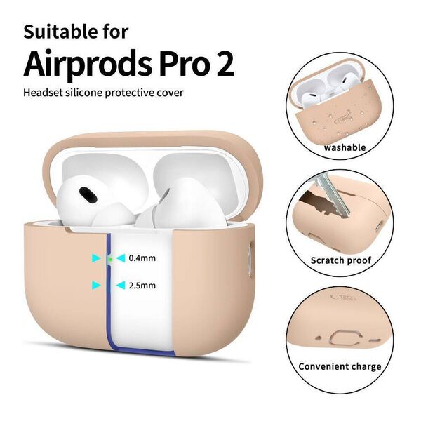 Case APPLE AIRPODS PRO 1 / 2 Tech-Protect Silicone Caffe Latte creamy 5906302313648