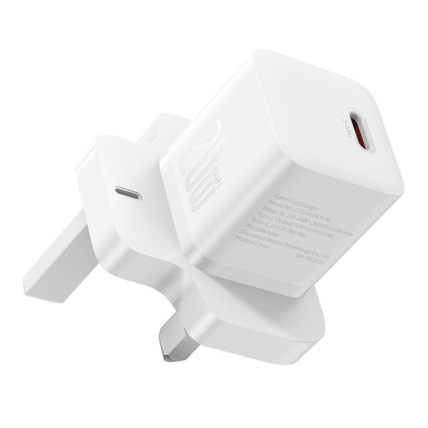 Baseus Charger Type-C with UK Plug, Quick Charge 20W - Baseus (P1011090907213-00) - White 6932172645601 έως 12 άτοκες Δόσεις