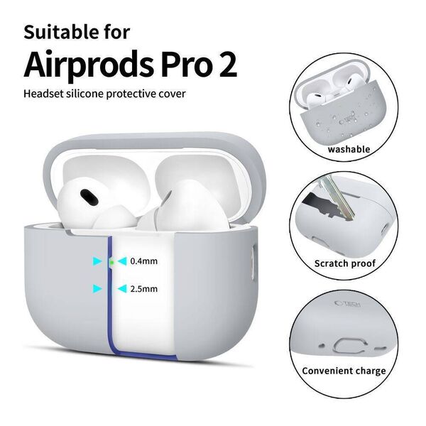 Case APPLE AIRPODS PRO 1 / 2 Tech-Protect Silicone Crayon gray 5906302313679