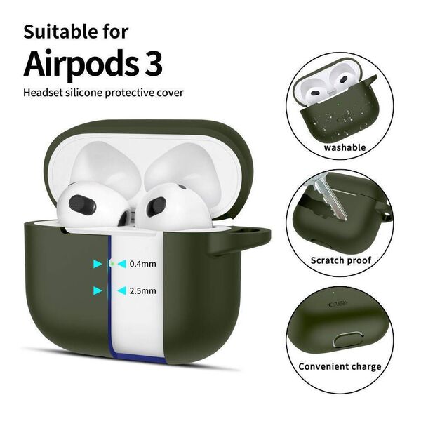 Case APPLE AIRPODS 3 Tech-Protect Silicone Olive green 5906302375110