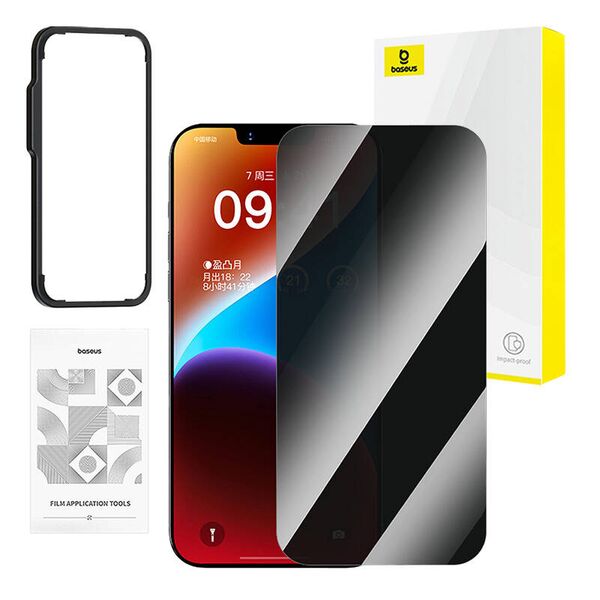 Baseus Baseus privacy tempered glass Superior for iP 14 Plus/13 Pro Max + cleaning kit i EasyStick 067833  P60073905201-03 έως και 12 άτοκες δόσεις 6932172660789