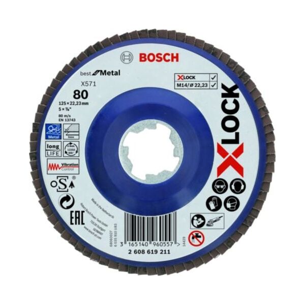 Τροχός λείανσης δίσκου Bosch 125/80 X571 Best for Metal Xlock (2608619211) 6613061