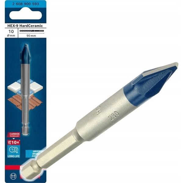 Τρυπάνι Bosch Expert HEX-9 HardCeramic, O 10mm (μήκος 90mm) 10034937