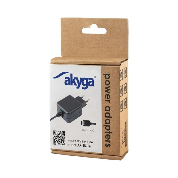 Akyga universal adapter AK-TB-16 5.0V / 3.0A 15W USB type C 1.0m 5901720135841