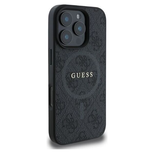 Guess case for iPhone 16 Pro 6,3&quot; GUHMP16LG4GFRK black hardcase 4G Ring Classic Logo MagSafe 3666339327224