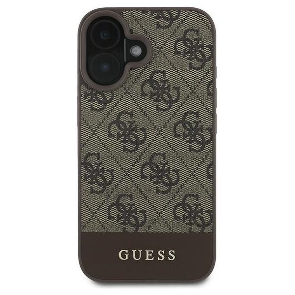 Guess case for iPhone 16 Plus 6,7&quot; GUHCP16MG4GLBR brown hardcase 4G Bottom Stripe 3666339344931