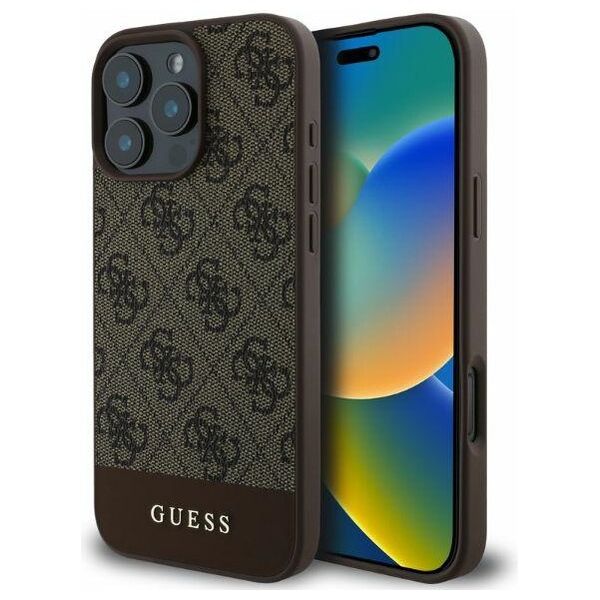 Guess case for iPhone 16 Pro 6,3&quot; GUHCP16LG4GLBR brown hardcase 4G Bottom Stripe 3666339344948