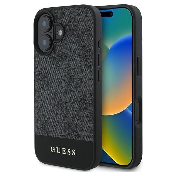 Guess case for iPhone 16 6,1&quot; GUHCP16SG4GLGR grey hardcase 4G Bottom Stripe 3666339344962