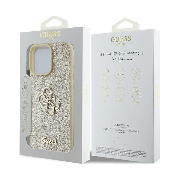 Guess case for iPhone 16 Pro 6,3&quot; GUHCP16LHG4SGD Fixed Glitter Big 4G gold 3666339328580