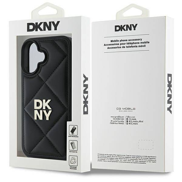 Original Case IPHONE 16 DKNY Quilted Stack Logo (DKHCP16SPQDSLK) black 3666339333461